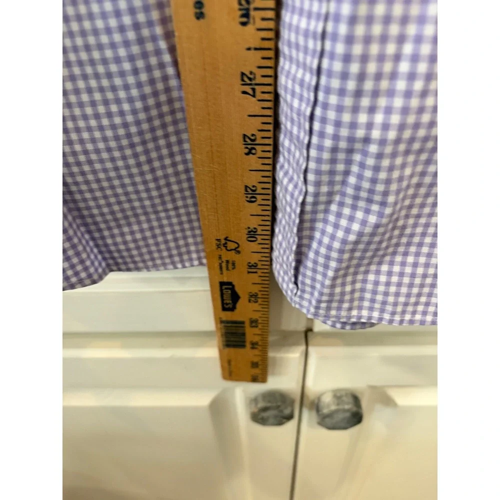 Ralph Lauren Mens XL Slim Fit Gingham Button Down Shirt Purple White Long Sleeve